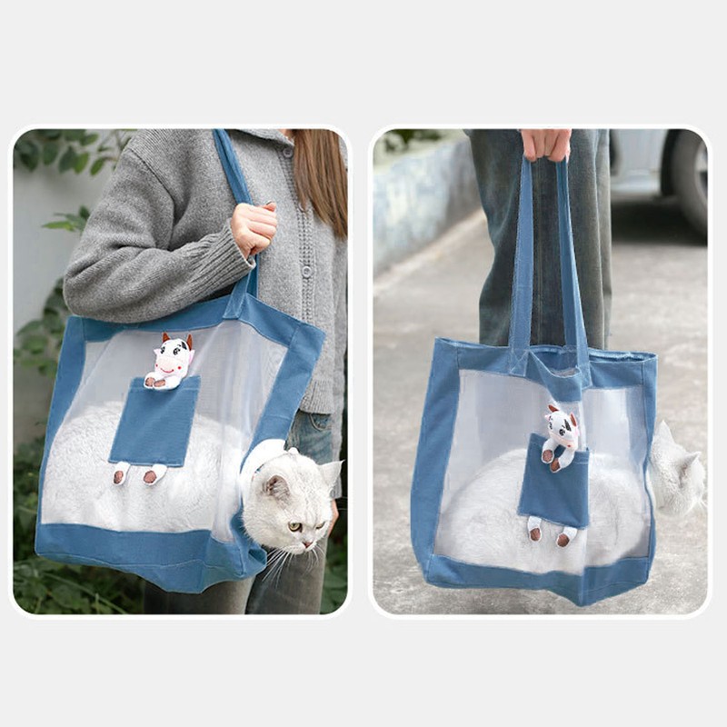 Cat Carrier Handbag Breathable Mesh Canvas Sturdy Soft Comfortable Traveling
