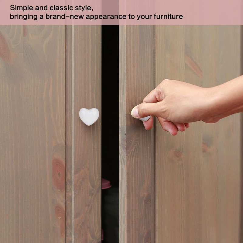 Furniture Knobs Ceramic Heart White Pack of 10 Knobs as