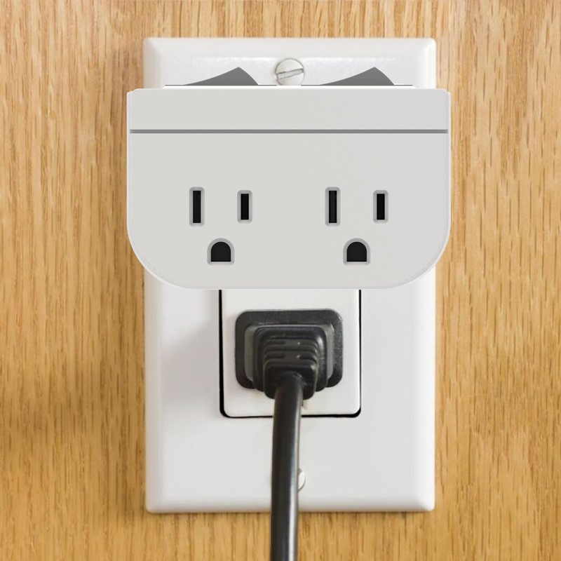 Grounded Double Outlet Power Adapter with Separate On/Off Rocker Switches,