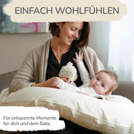 Minky Mooh Natural Nursing Pillow Cover Made of 100% Organic Cotton - For Your XXL Nursing Pillow, Positioning Pillow or Side Sleeper Pillow - Washable at 60°C - 190 cm Length, Percale Natural Cream