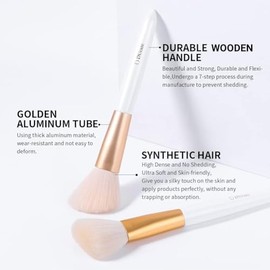 DUcare Brocha de base Kabuki, herramientas de maquillaje para difuminar la cara, crema líquida en polvo, pulir y brotar y corrector