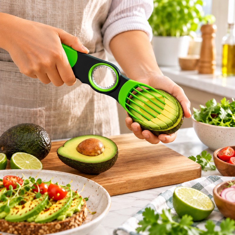3-in-1 Avocado Slicer, Pitter & Cutter – Stainless Steel Fruit