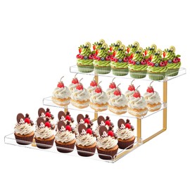 JUESHA Clear Dessert Table Display Set 16 x 8 for Cookie Donut Cupcake, 3 Tier Acrylic Serving Tray, Tiered Cupcake Stand for Party Event Buffet
