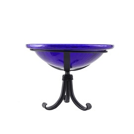 Achla Designs 201-4020 12 Inch Cobalt Blue Crackle Tripod Stand Birdbath