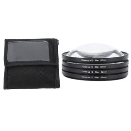 Close Up Filter Kit 4 in 1 +1 +2 +4 +10 Macro Lens Filter Optical Glass with Storage Pouch Camera Filter for Digital Camera Photo 82mm
