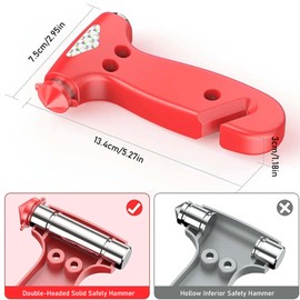 MisFun Car Safety Hammer, Window Breaker 3 in 1 Emergency Escape Tool with Seat Belt Cutter for Women, Cute Red Coloured Safety Escape Hammer for Car, Family