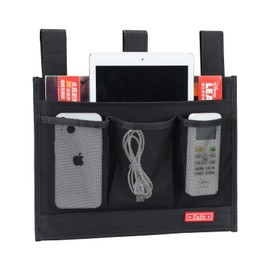 Zafit Hanging Bedside Caddy, Bedside Storage Organizer for Magazine, Phone, Remote control (Classic4 Pockets-Black)