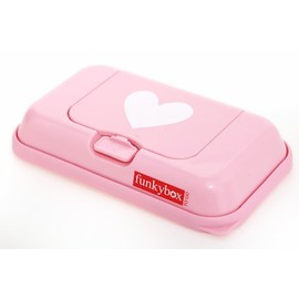 Funkybox - Pequeña cajita para toallitas húmedas - Rosa con corazón blanco