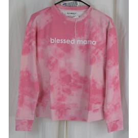 Ali & Mally Women's Blessed Mama Tie Dye Long Sleeve Sweatshirt Pink Size 2XS