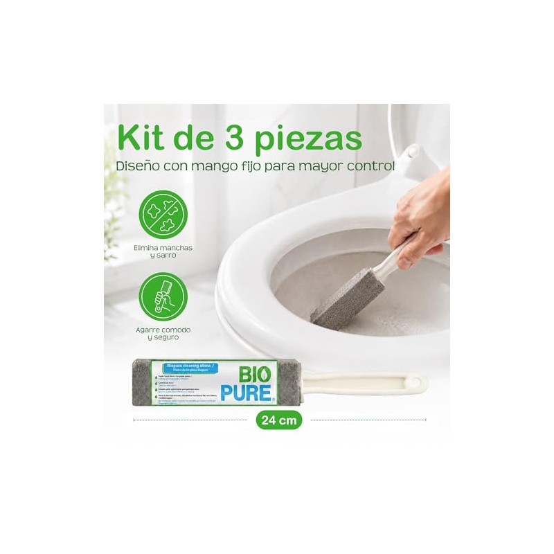 BIOPURE Piedra pómez con agarradera para limpiar el baño. (24cm
