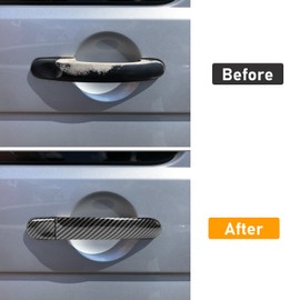 TTCR-II 8 PCS Door Handle Cover Compatible with VW T5 Transporter Door Handle 2003-2015,Exterior Door Handle T6 Transporter 2015-Up For VW Caddy Van Car Door Handle Shell 2004-2015 (Carbon Fibre