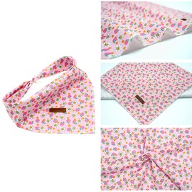 Lionheart Glory Strawberries Print Dog Bandana - Pink Summer Dog Scarf, Soft Washable Square Bandanas for Small Dogs