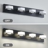 Lanhall 4-Light LED Bathroom Light Fixture Modern Black Vanity Light