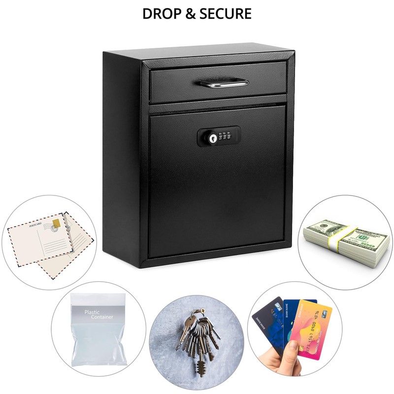 QWORK Versatile Secure Mailbox -Wall Mount Secured Postbox with Combination