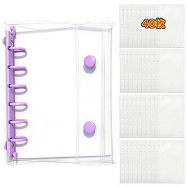 Fluid dragon Sealing Pad, Transparent, A7, Includes 40 Transparent Loose Leaf Sheets, Girls, Cute, Stylish, Clear Binder, Seal Storage, Photo Storage, Character Sticker, Notebook, Cute, Simple, Cute
