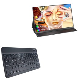BoxWave Keyboard Compatible with UPERFECT QLED Portable Monitor N156N01 (15.6 in) - SlimKeys Bluetooth Keyboard, Portable Thin with Chiclet-Style Keys - Jet Black