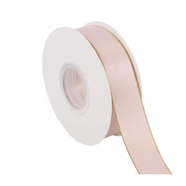 ITIsparkle 25mm Width Double Faced Satin Ribbon 22 Meters with Gold Edges, 25mm X 25M - Vanilla