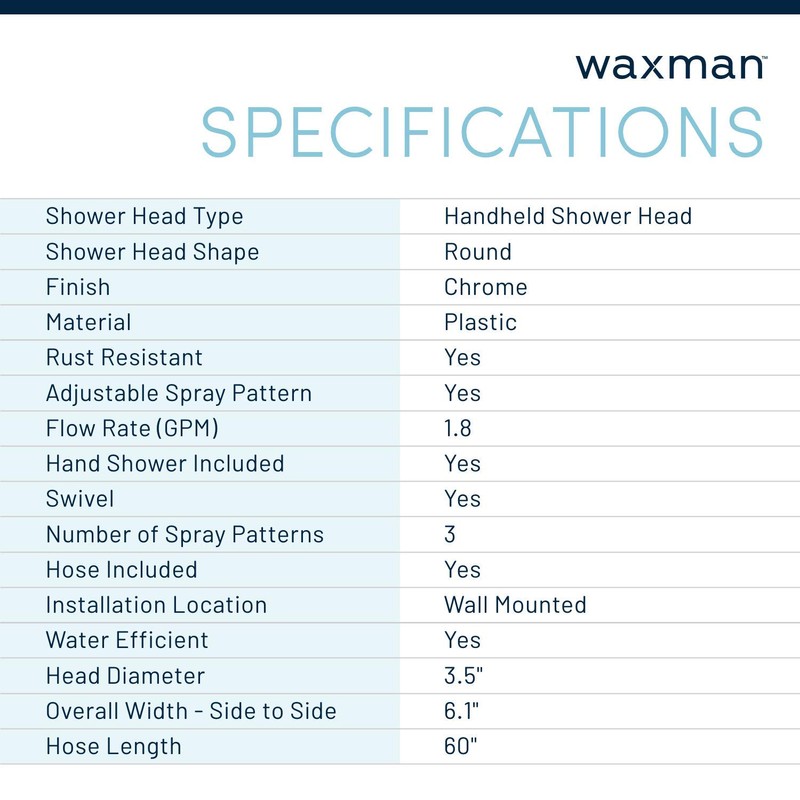 Waxman Serene 3 Spray Handheld Shower Head (Chrome)