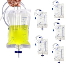 Urine Bag Leg Bag, Leg Bag, Urine Drainage Bag with 2 Adjustable Straps, Urine Collection Bag with Valve & T-Drain, Hygienic and Odourless, Ideal (1000 ml Style 1-5 Pieces)