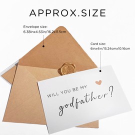 Will You Be My Godfather Card, Be My Godfather Card with Kraft Envelope and Wax Seal, Elegant Line Lettering Printed on Heavyweight Card Stock,Godfather Proposal Cards
