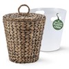 84ECO 3 Gallon Black Wicker Trash Can with Lid and