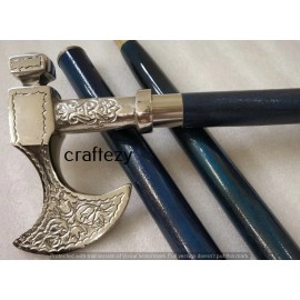 HEAD Cold Axe Head Walking Stick 38" Hiking Trekking Tactical Cane Spiral New