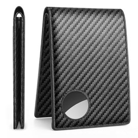 Men Large Capacity Wallets Holder Compatible with Apple Air Tag with Money Clip with 12 Card Slots RFID Blocking Front Pocket Wallets (Black)