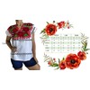 Classic Mexican Embroidery Blouse Floral Desing with a Red Flat