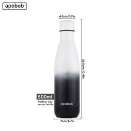Apobob Stainless Steel Drinking Bottle 500 ml 750 ml - Vacuum Insulated Thermos Bottle & Cooling Bottle - BPA Free Water Bottle Metal Vacuum Water Bottle for Children, School, Bike, Running, Yoga