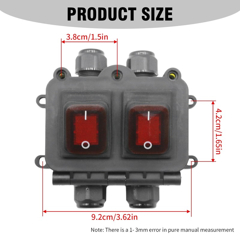 LIDSCURA Waterproof On Off Toggle Switch Double Switch, Outlet with