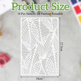 BUZIFU Pack of 16 Leaf Leaves Stencil Reusable Plant Stencils Hebterrka Stencils Set for Wall Design Stencils for Crafts Flowers Painting Stencil for Painting Wood Wall Decoration