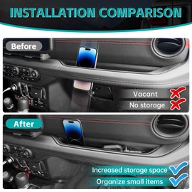 OUSUWO Grab Bar Tray Organizer Compatible with 2024 2025 Jeep Wangler JL JLU 4XE Rubicon Sahara & Gladiator JT Accessories, Passenger Side Grab Handle Storage Box, Interior GrabTray Accessories