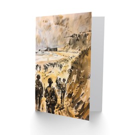 Artery8 Greeting Card WWII D Day Landing Normandy War Tanks Soldiers For Him Man Birthday Card