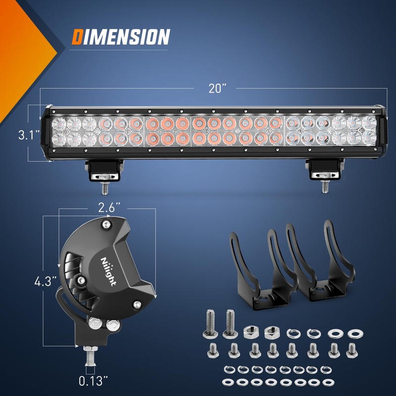 Nilight LED Light Bar 20 Inch 126W Spot Flood Combo