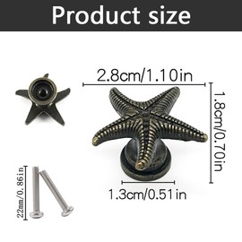 Sdjdhej Coastal Drawer Pulls, 10 Pcs Zinc Alloy Starfish Shape Cabinet Knob,Ocean Theme Single Hole Pulls for Suitable for Kitchen Dresser Bathroom and Other Home Decoration (Starfish)