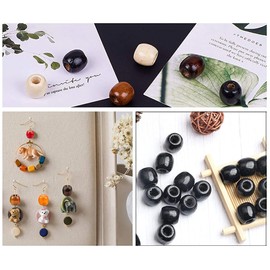 100Pcs Large Hole Wood Beads, BetterJonny 16x17mm Barrel Beads 4 Colors Natural Wooden Spacer Beads Bulk for Macrame Rosary Bracelet Jewelry Craft Making