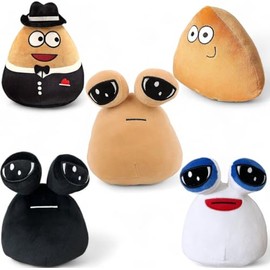Alien Pou Plush Toy - 23 cm - Kawaii Plush Toy - Pathetic Plush Toy - Squish Plush Toy - Alien Poo Plush - My Pet Alien Pou - Kawaii Cushion - Retro Gaming Plush (5 Piece Set)