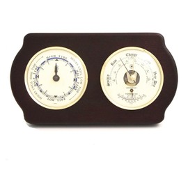 Bey-Berk Brass and Ash Wood Tide Clock/Barometer/Thermometer (WS417)