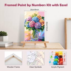 MOGTAA Flowers Paint by Numbers for Adults Beginner with Frame, Flowers in Vase Painting by Numbers for Adults with Easel, DIY Oil Painting Kits Art Crafts for Home Decor, 8x12in