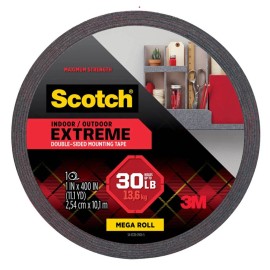 Scotch® 414S-LONG Extreme Double-Sided Mounting Tape Mega Roll, 1 In X 400 In