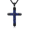 YYB Cross Necklace for Men Black Cross Lapis Lazuli Chain