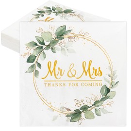50pcs Mr & Mrs Wedding Napkins Thanks for Coming Wedding Table Decoration for Reception Engagement