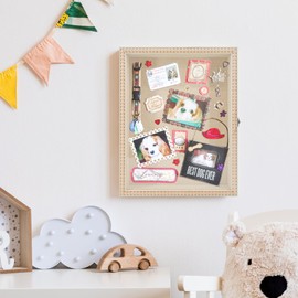 FramePro Shadow Box Brown 11x14 Front Open with Hinge Beaded Designed Display Case with Linen Back, Picture Frame Wedding Bouquet Memorabilia Medals Photos Memory Box for Keepsakes