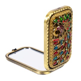 Beaupretty Espejo clásico clásico de maquillaje espejo portátil plegable espejo de cambiador de pavo real espejo de bolsillo pequeño espejo de doble cara espejo de viaje espejo de cambiador portátil