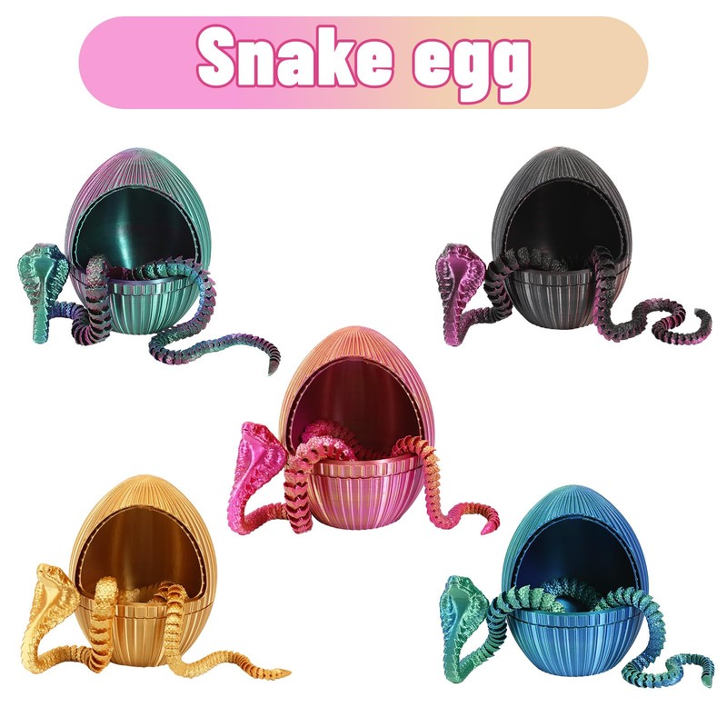 3D Printed Snake Egg Toys with Fidget Snake Inside, 24''