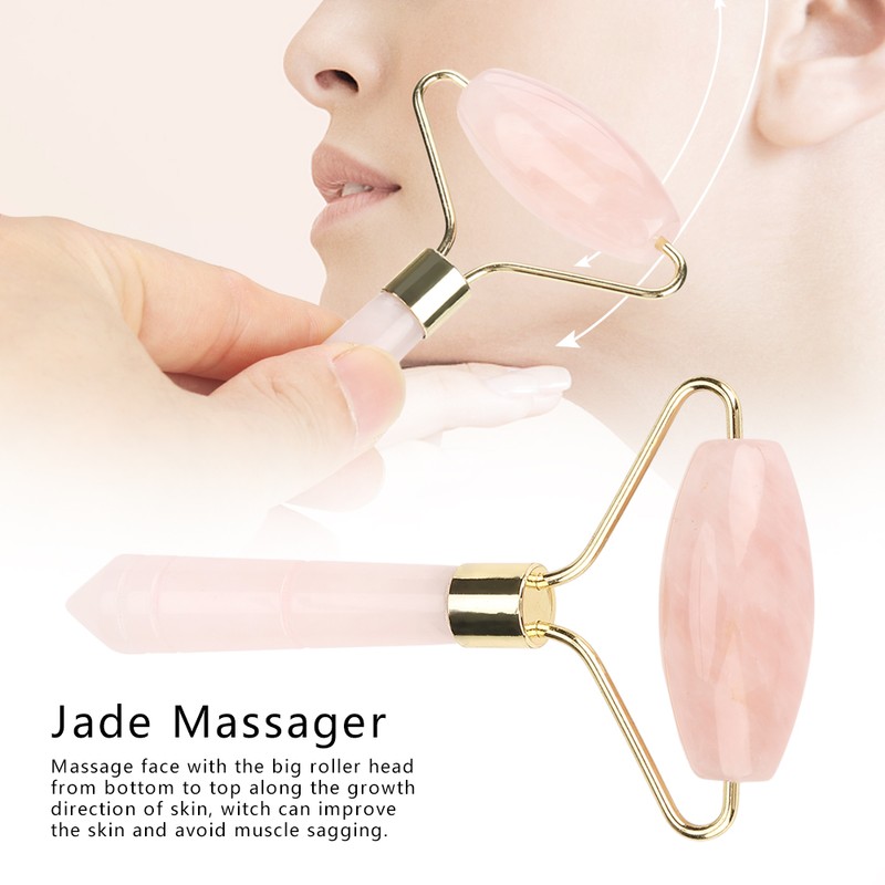 Natural Pink Crystal Massager Body Face Massage Roller Wrinkle Removal