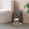 Black Bear Toilet Brush Holder - Resin Cub Covering Nose,