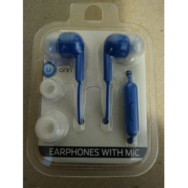 ONN New Blue Earphones with Mic Earbuds MIC 3 Soft Slicon Ear Tips Headphones Wired