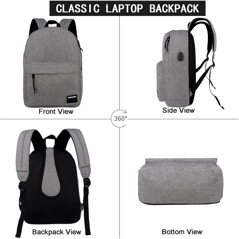 SUPACOOL Lightweight Casual Laptop Backpack for Men and Women, classic
