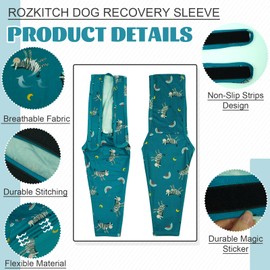 ROZKITCH Dog Sleeve to Prevent Licking for Front Right Left Leg, Pet Prevent Licking Wound Elbow Protector, Dog Recovery Suit Cone Collar Alternative for Sprain ACL CCL Arthritis Joint Care Zebra L